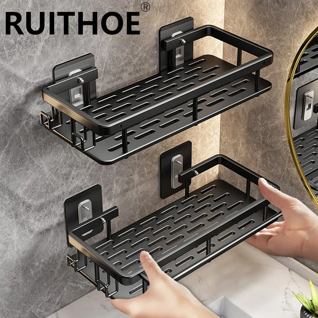 Mensola da bagno senza trapano Bottiglia di shampoo montata a parete Portaoggetti angolare per doccia Portaoggetti per WC Accessori da cucina per bagno in alluminio 1