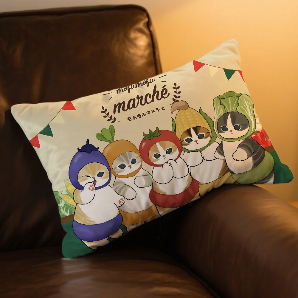 Cat Cute Cover Rechteckiger Kissenbezug mit Aufdruck für Nachttisch, Sofa, Zimmer, Kawaii M-mofusand Cartoon, Heimdekoration, Kissenbezug – Detail 4