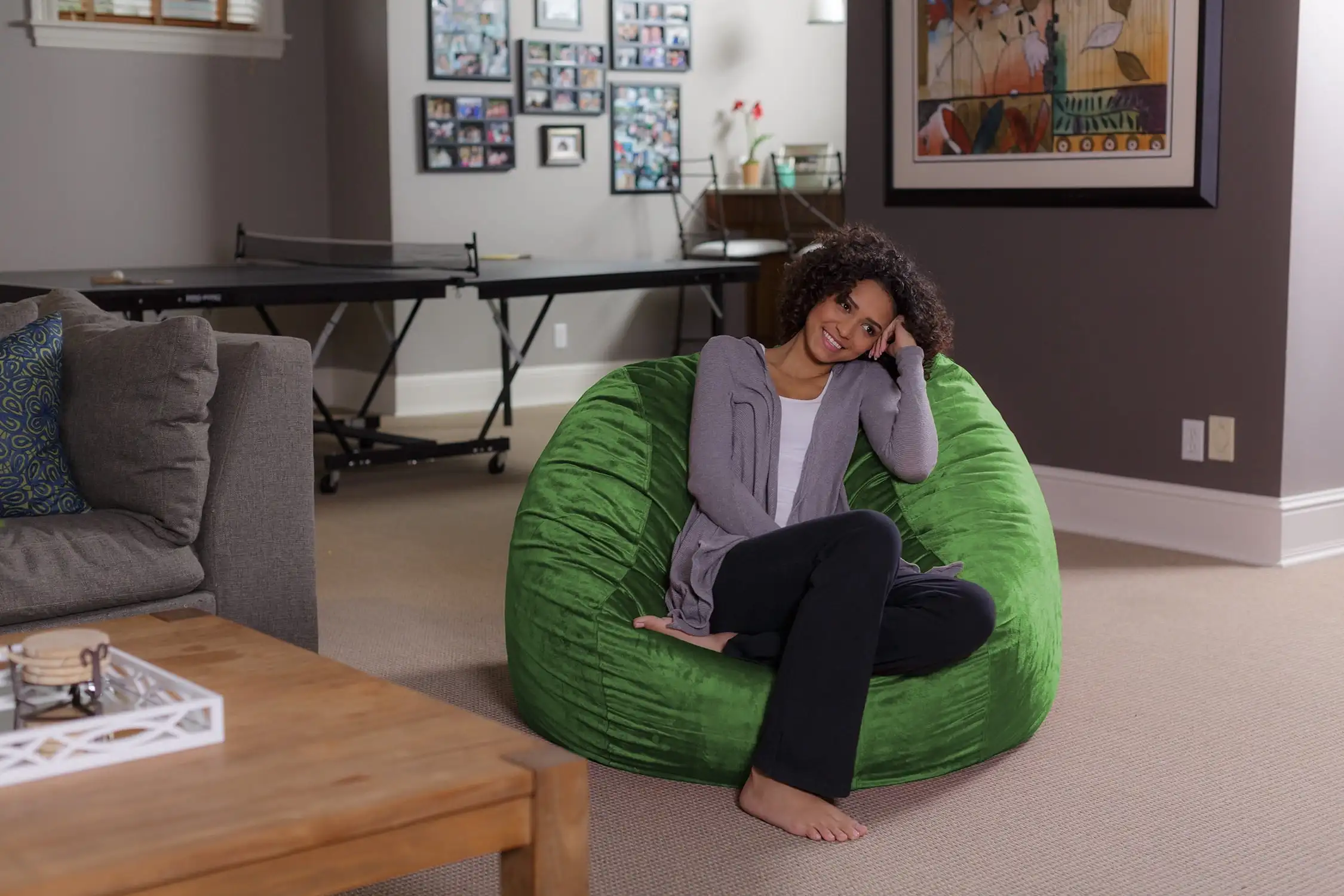 

Bean Bag Chair with Memory Foam, Lazy Sofa Lounger Furniture Bag with Microsuede Cover for Kids & Adults, 4 ft (Lime)