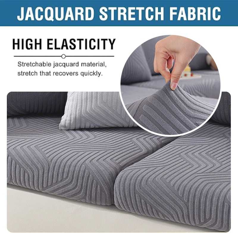 LANMOLIFE 1PC Thick Stretch Jacquard Sofa Cushion Cover Spandex Non-Slip Sofa Covers Machine Washable Furniture Covers 5
