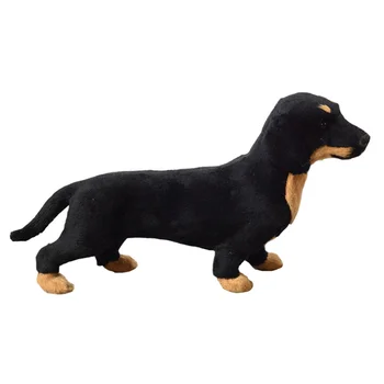 Dachshund Model Dog Craft Toys Statue Lifelike Educational Featured Faux Fleece outside Kids Child Playset