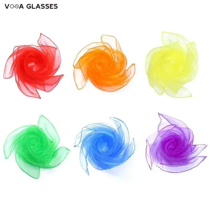 New Chiffon Nylon Small Scarf for Children's Performance Solid Color Dance Small Square Scarf Candy Colored Versatile