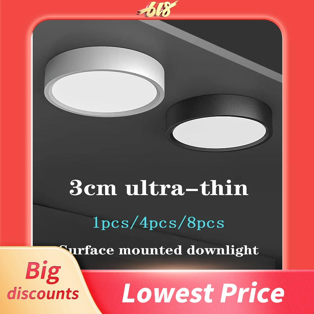 LED Ceiling Light 5W 10W 15W 18W 24W Surface Mounted Downlight Ceiling Lamp for Living Room Kitchen 220V Spotlight Panel Lights
