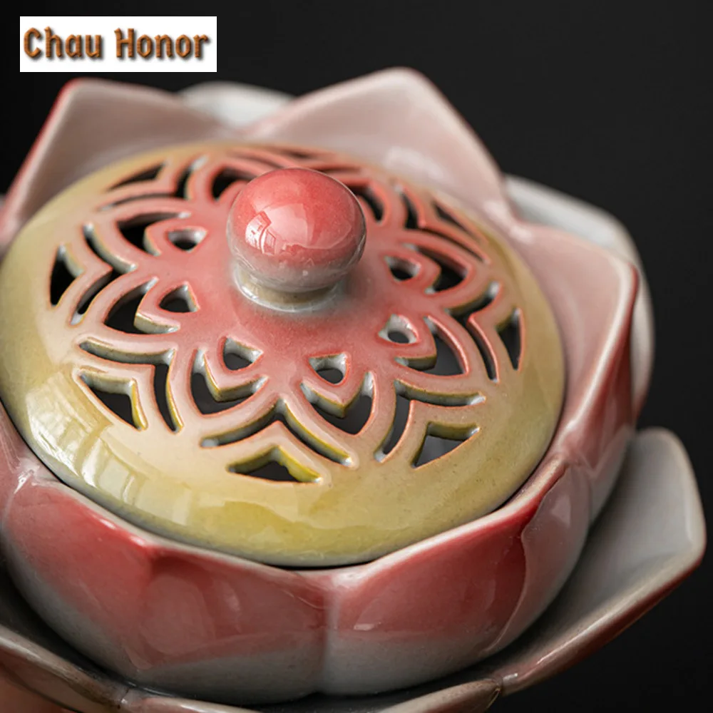 Ancient Pottery Mud Pin Lotus Incense Holder Zen Incense Waterfall Mosquito Coil Holder Household Smell Distributor for Tea Gift