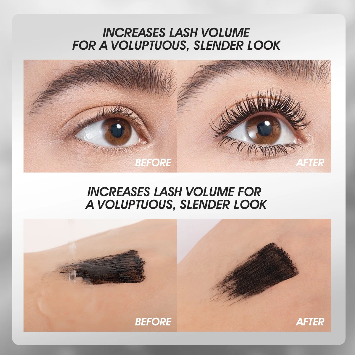 IMAGIC Schwarze Mascara 4D Seidenfaser, wasserfest, langanhaltend, für Volumen und dichten Effekt, verlängert die Wimpern, Augen-Make-up-Kosmetik_voghion.com