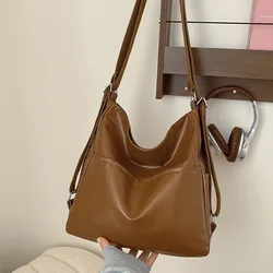 Versatile High - End Women's Tote Bag - Large Capacity Commuter Backpack (Brown)