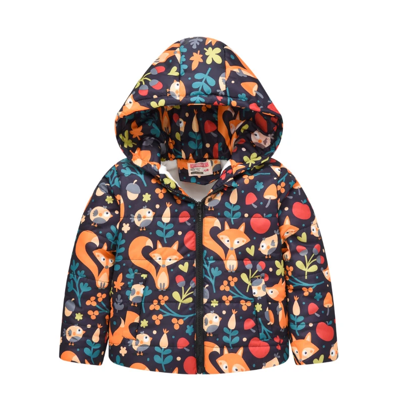 

Winter outerwear Boys Girl Hooded Warm Cartoon printed thickened cotton-padded jacket 2-7 year old Fashion Children's clothing