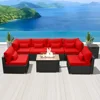 Furniture Sectional Sofa with Gas Fire Pit Table Outdoor Patio Furniture Sets Propane Fire Pit red-Rectangular Garden Sofas 1