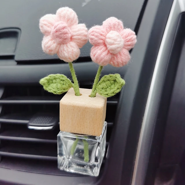 Handgemachte häkeln flauschige Blume Auto Lufter frischer Styling