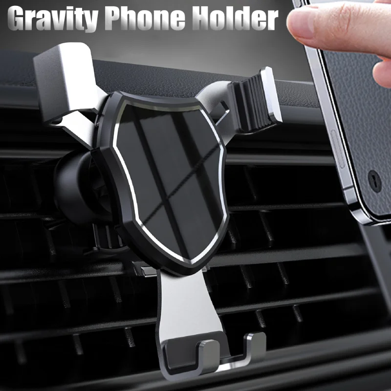 

Car Air Outlet Gravity Phone Holder with Telescopic Clip Arm Automatically Clamping Mount Car Navigation GPS Bracket