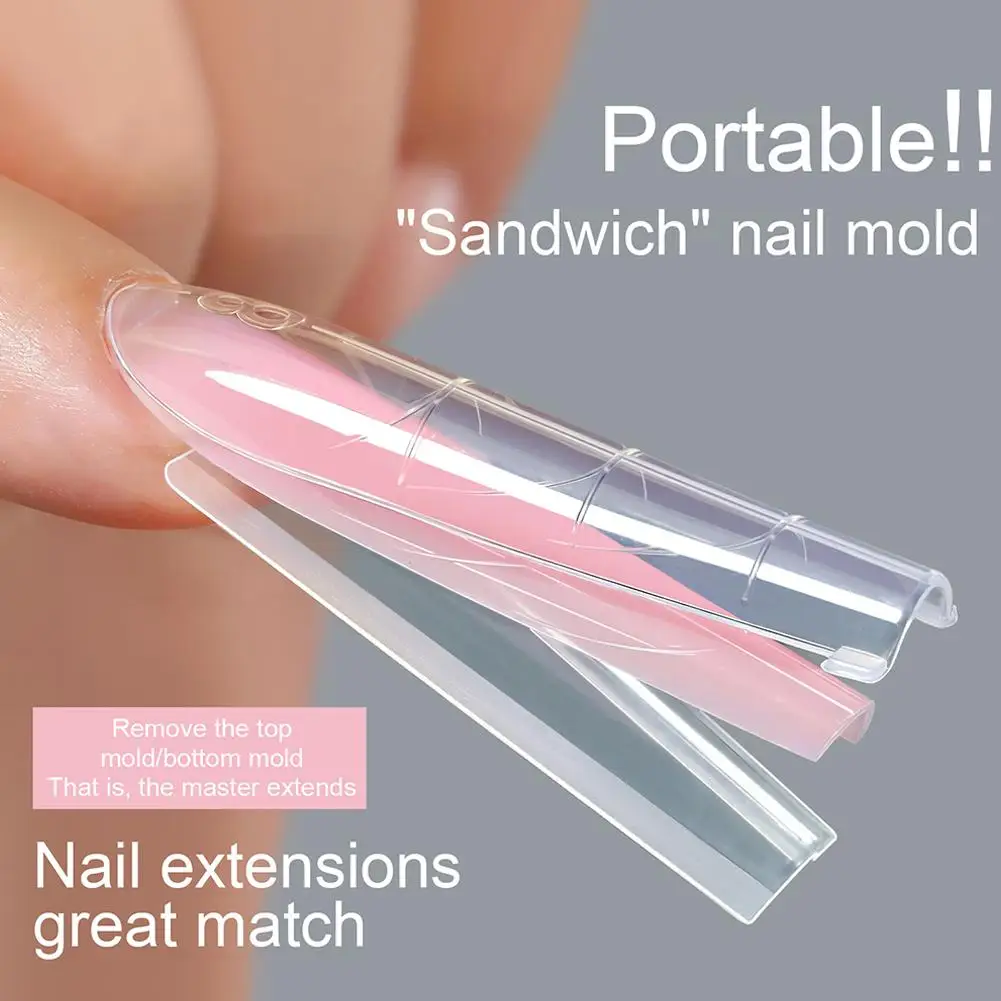 256 piezas de sándwich de uñas, puntas de uñas de doble forma, forma de Gel de construcción rápida, sistema de uñas, puntas de cobertura completa, forma de extensión de uñas