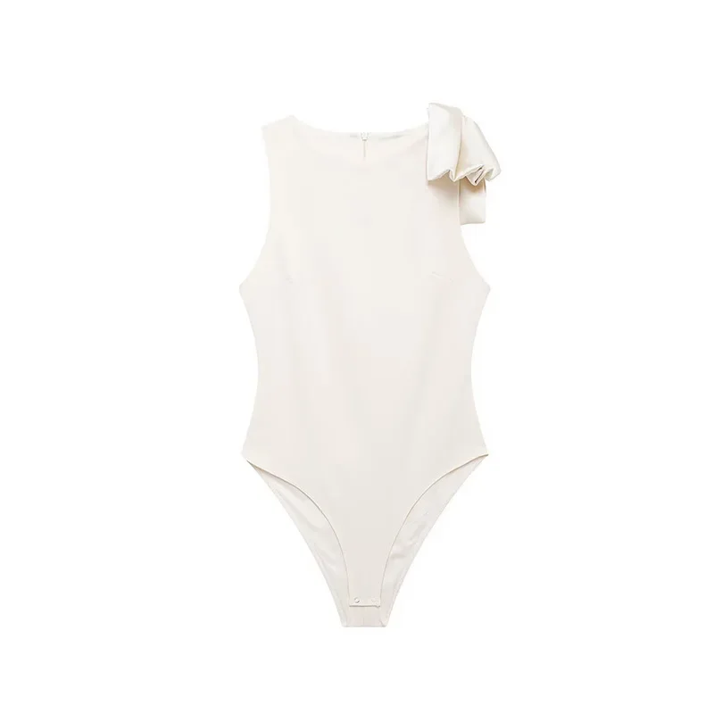 White Bow Bodysuit Mini Skirt Suit Women Slim O-neck Sleeveless Jumpsuits A-line Mini Skirts 2025 Summer New in Matching Outfit