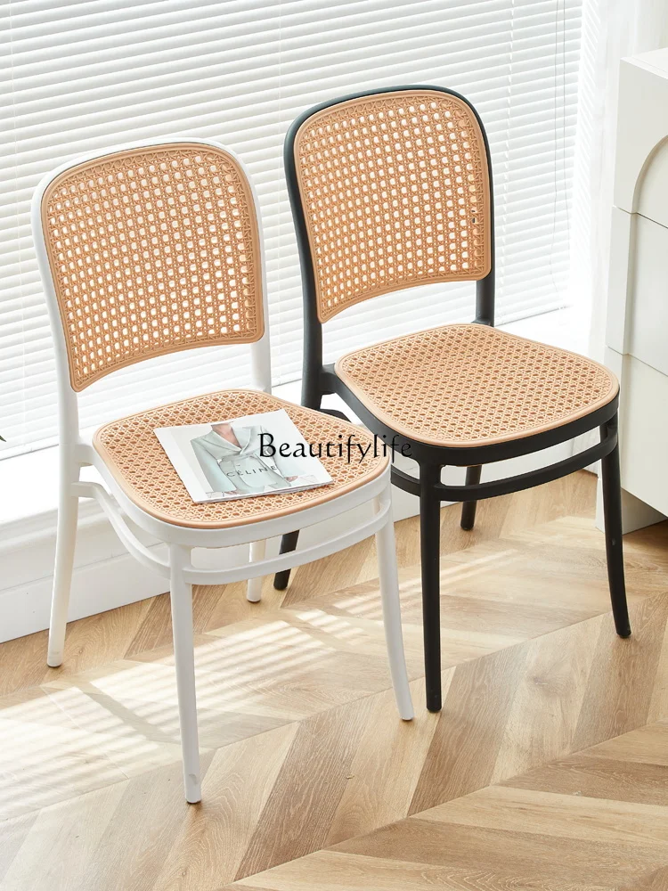 

Household Plastic Chair Thickened Backrest Imitation Rattan Chair