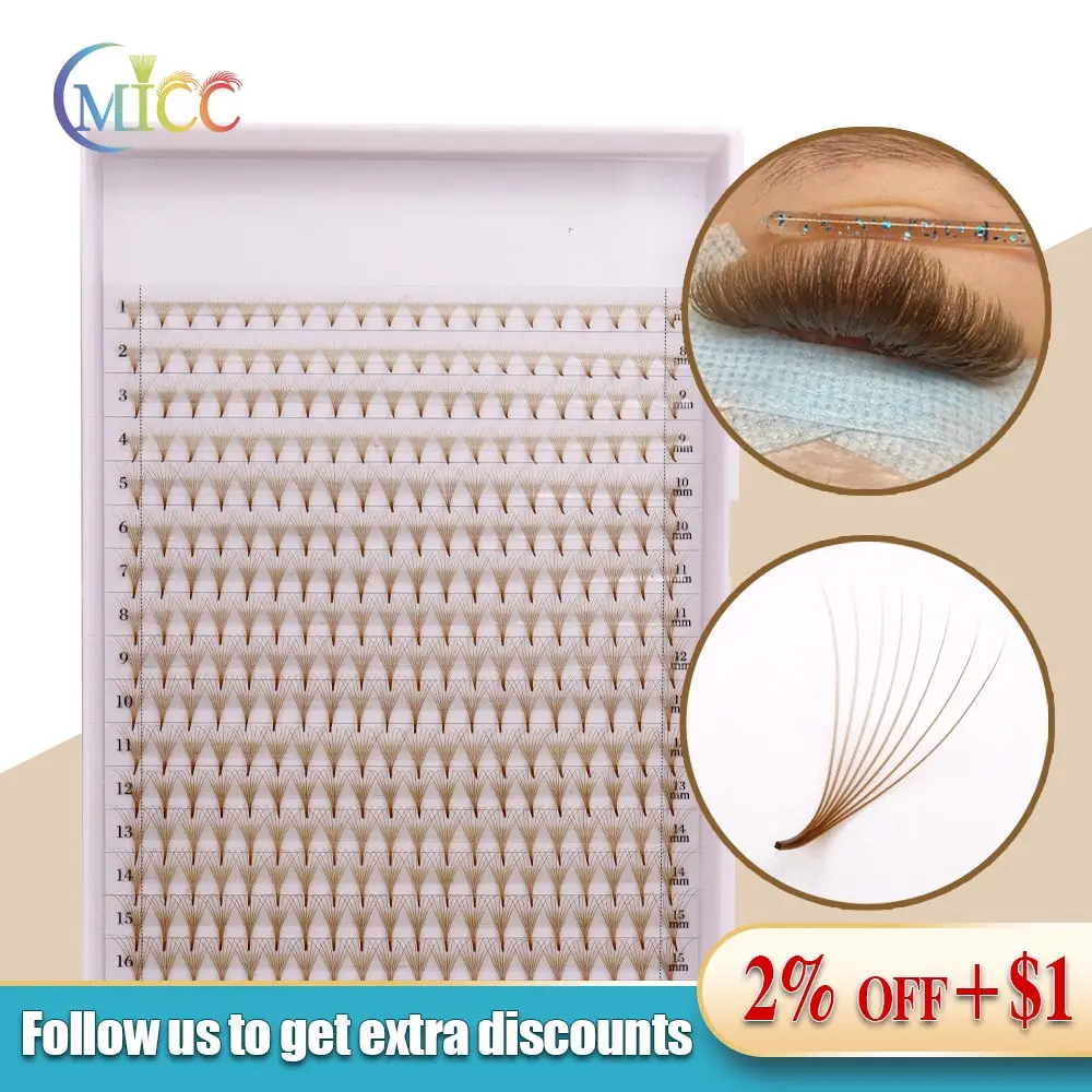 Description Picture 2 of itemBrown Eyelashes Extensions High Quality Natural Soft Individual Lashes Automatic Flowering Premade Fans Fake Eyelashes