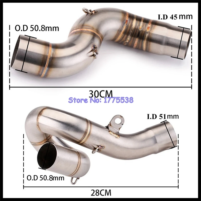 For Kawasaki Ninja ZX-6R 2004-2022 ZX6R 636 2013-2022 Motorcycle Exhaust Middle Link Pipe Connect ID:51mm Exhaust Muffler Can - Image 4