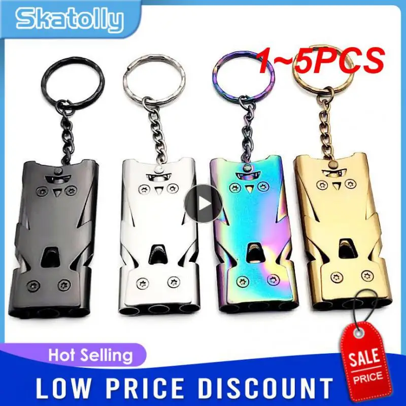 

1~5PCS Portable Whistle Stainless Steel High Decibel Triple Pipe Outdoor Life-Saving Emergency SOS Survival Whistle Keychain