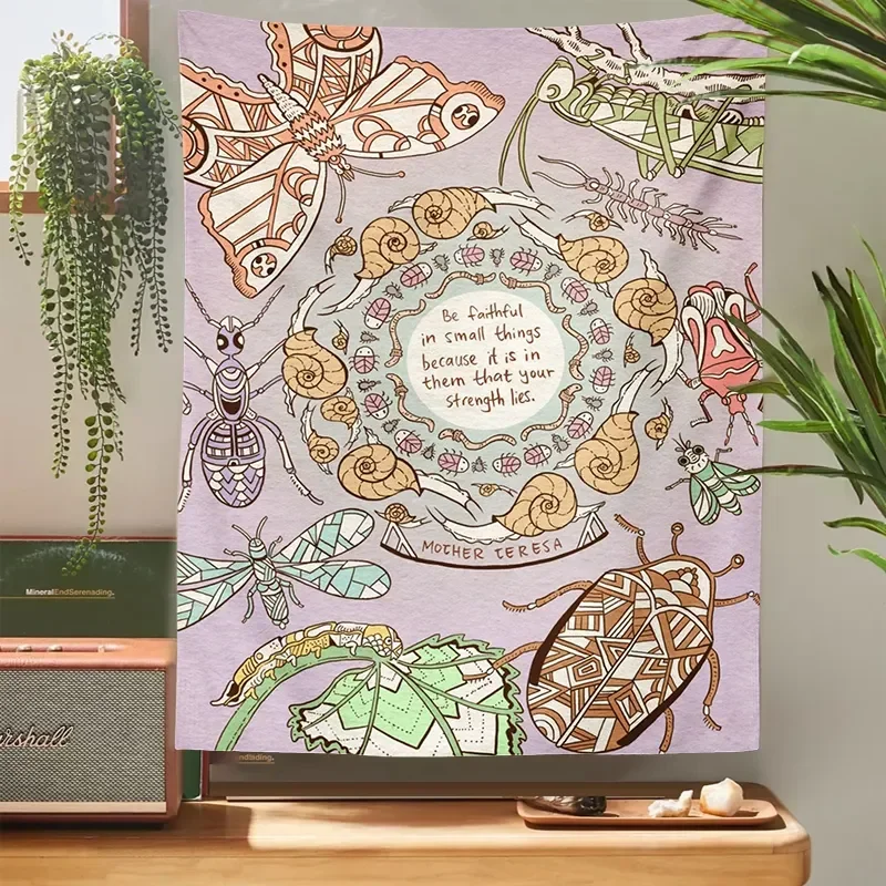 

Butterfly Snails Tapestry Wall Hanging Blanket Psychedelic Wall Hanging Bohemia Gypsy Home Bedroom Decorating Home Decor