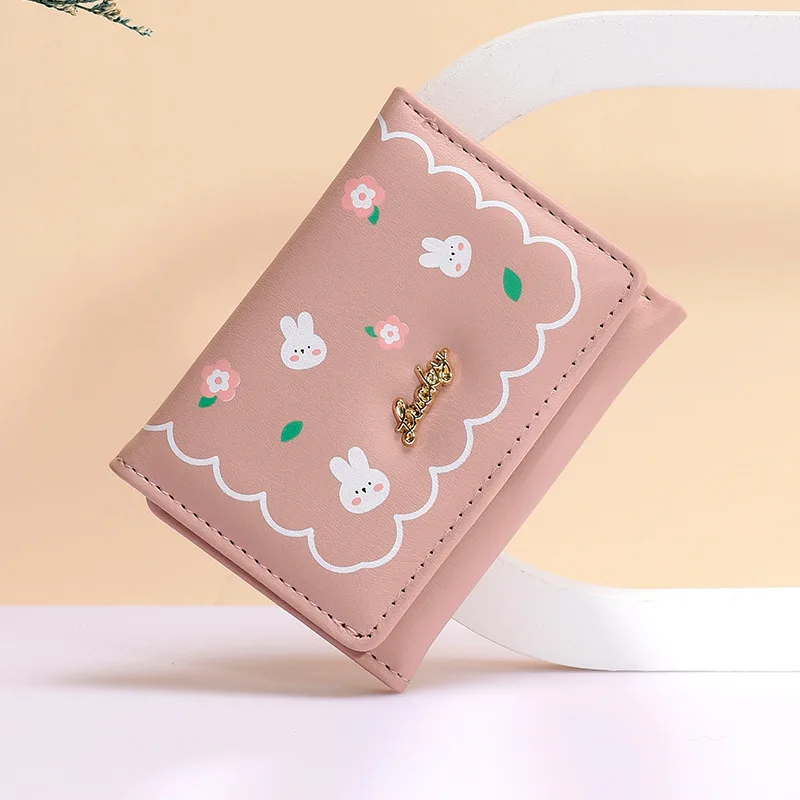 

New Women's Short Wallet Cute Girls Trifold Wallet PU Leather Small Purse Money Bag Card Holder Bag Ladies Female 2023 Fashion