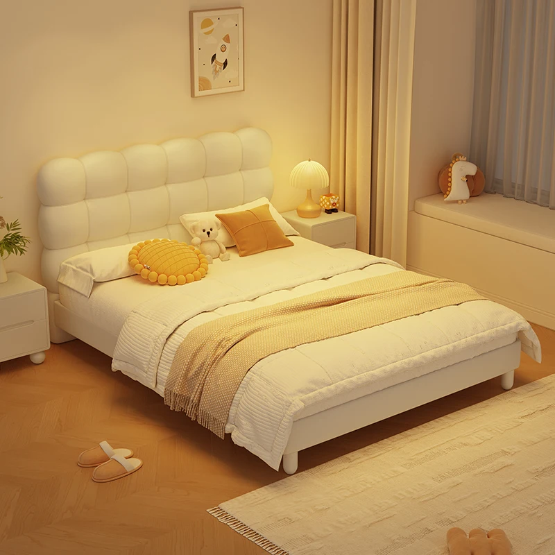 Nordic Modern Childrens Bed Girls White Comferter Loft Bed Princess Luxury Cama Infantil Bedroom Furniture 3