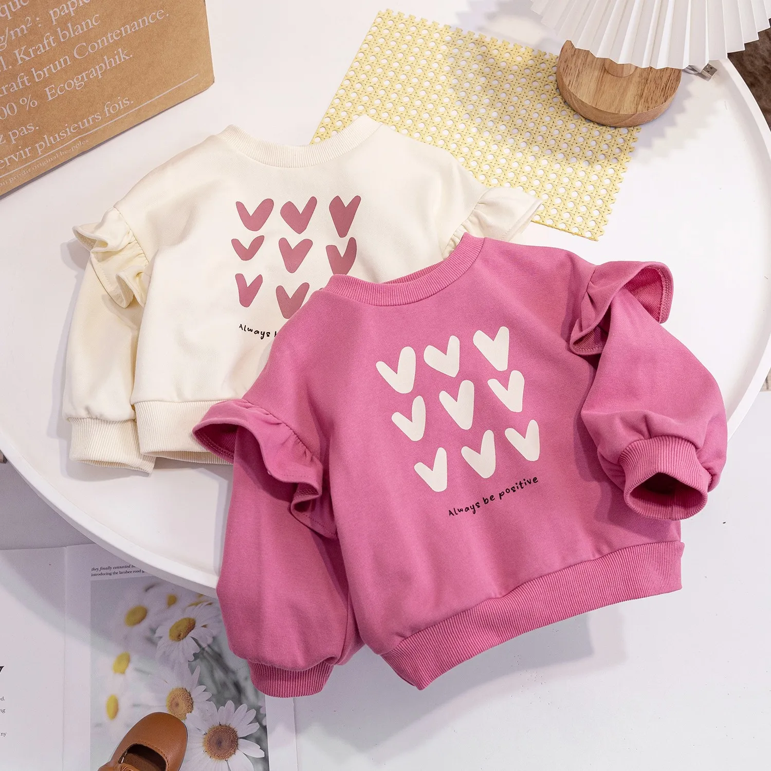 

Baby Spring Autumn Long Sleeve T-shirt Sweater Girls Cute Love Heart Print Blouse Children Pullovers Kids Clothes Blouse Tops