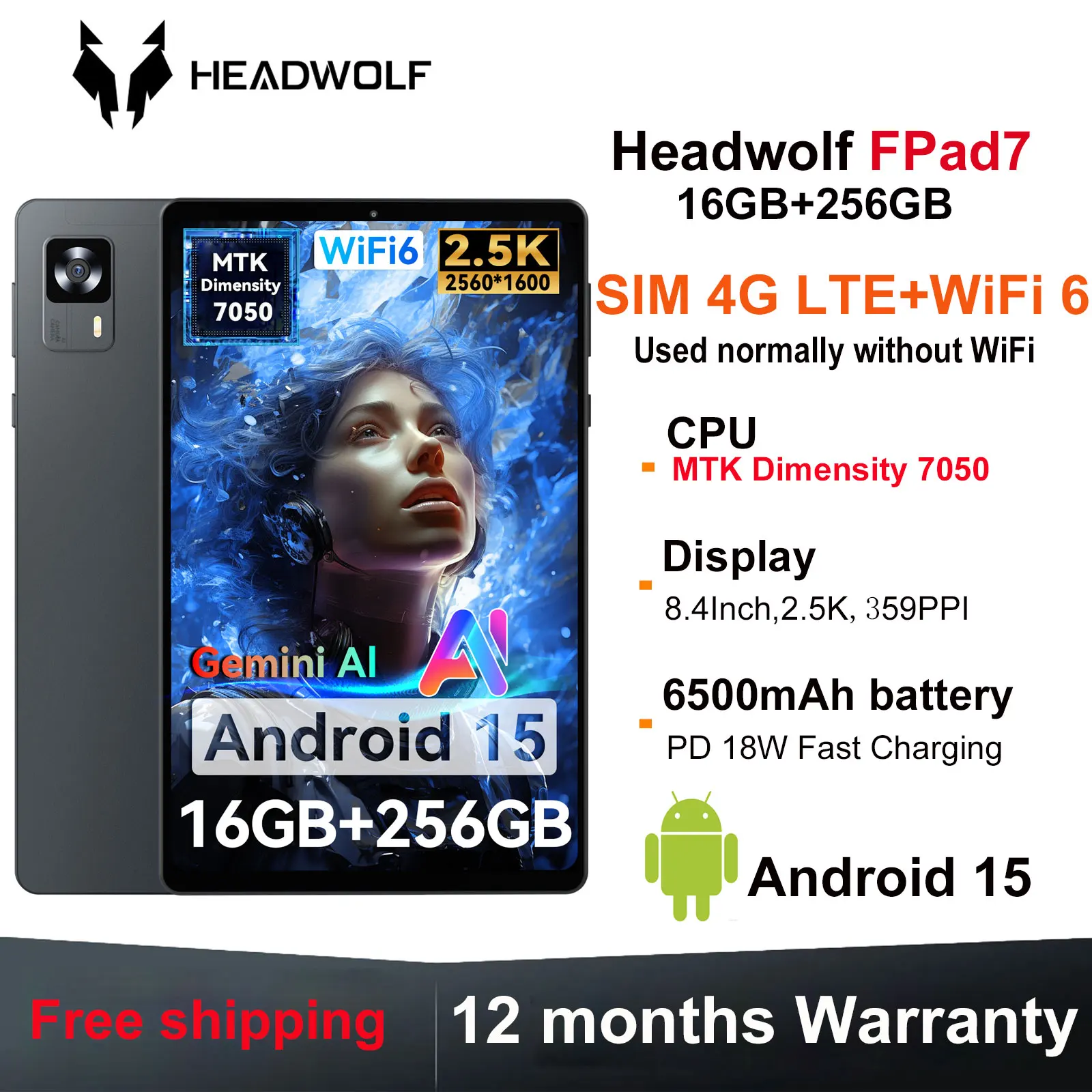 【新品未開封】Headwolf FPad7 MTK7050 16GB+256GB S0321370af9864a3fa47e4a774afd9