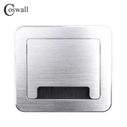 Elegant Black/Silver Brushed Aluminum Cable Management Desk Grommet with Dust - Proof Brush - 1pcs (128 Size Silver)