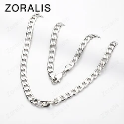 Exquisite 18K Gold Luxury Necklace - Elegant 6MM Solid Wedding Chain - 60cm 24 inches (Silver)