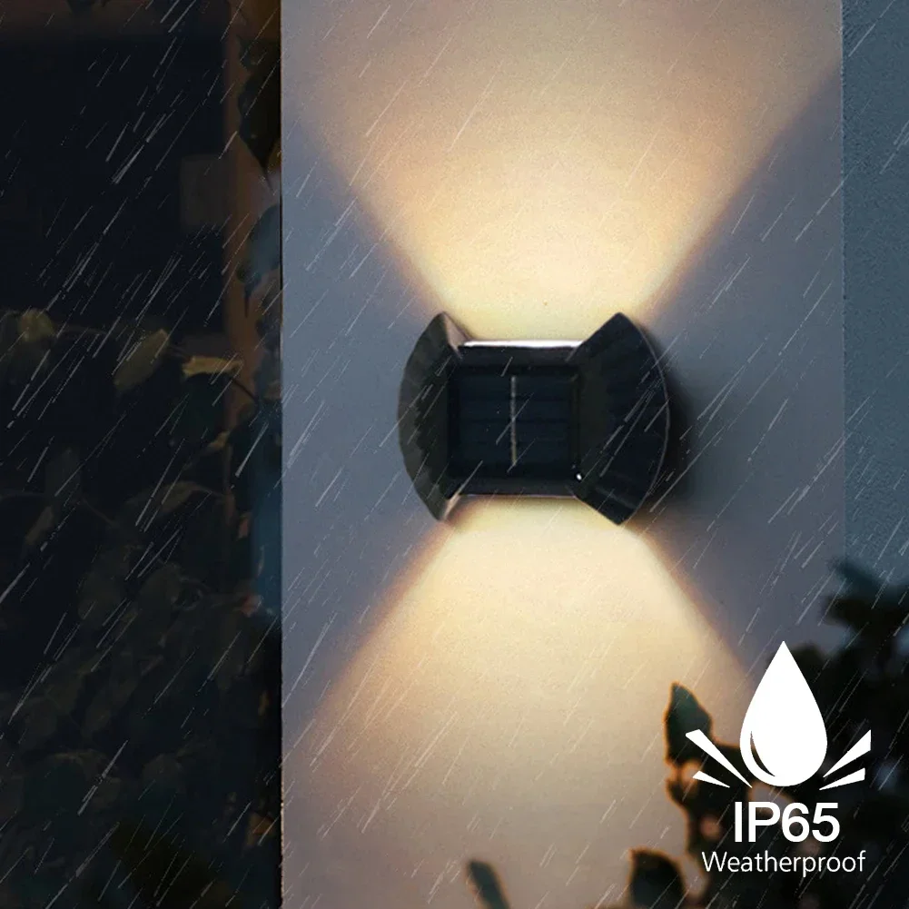 4PACK Solar Wall Lamp Waterproof Upper And Lower Luminous Lighting LED Light Fa