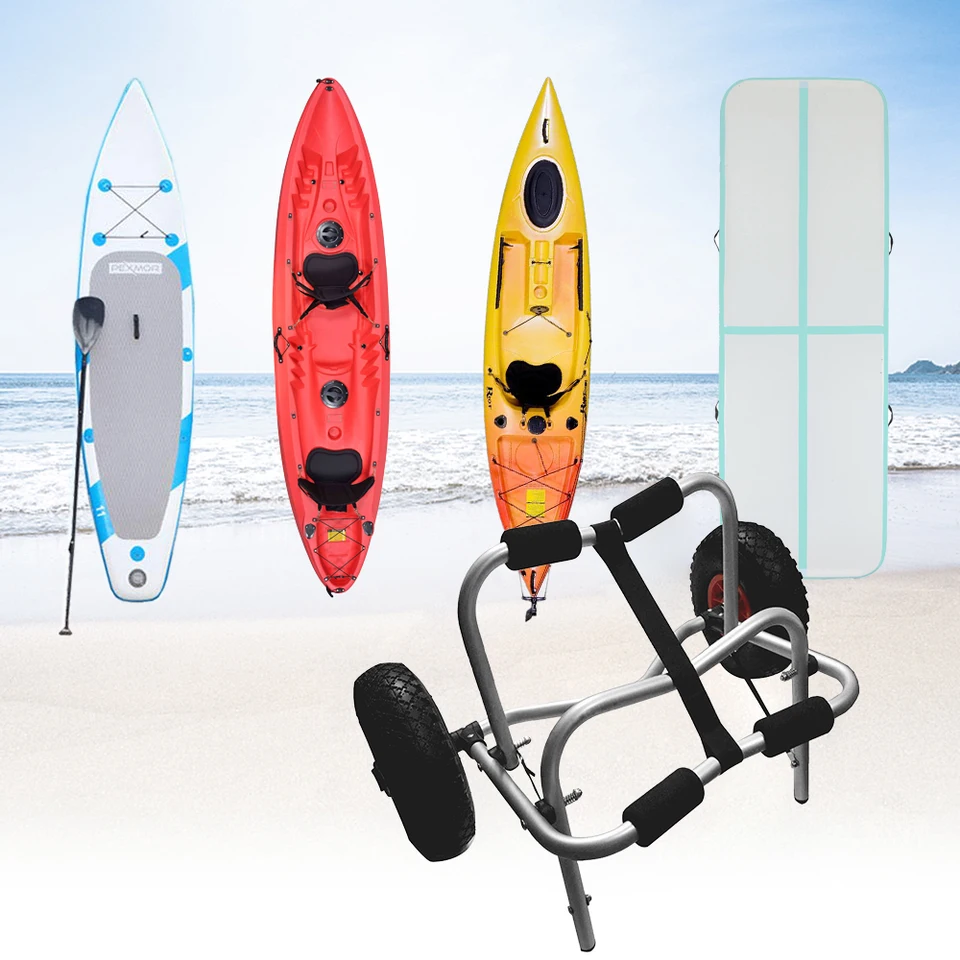 Carrello Pieghevole Per Kayak E Canoe - Portata 80 Kg, Ruote PU Da 10", In Alluminio, Per Spiaggia E Prato