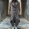 Fashion Casual Style Sets INCERUN New Men's Hooded Swinging Neck Sleeveless Drawstring Vests Pant Streetwear Two-piece Sets 2024 3