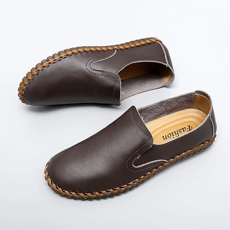Casual Leather Shoes For Men New British Style Men's Good Quality Casual Leather Business Shoes Slip On Loafers Large Size 47