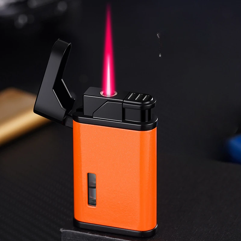 

Oubao 923 Pearlescent Paint Metal Direct Punching Inflatable Windproof High Quality Visual Transparent Transom Red Flame Lighter