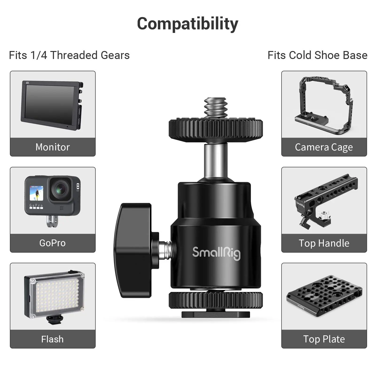 1/4" Camera Hot Shoe Mount with Additional 1/4" Screw for Canon for Nikon for Pa