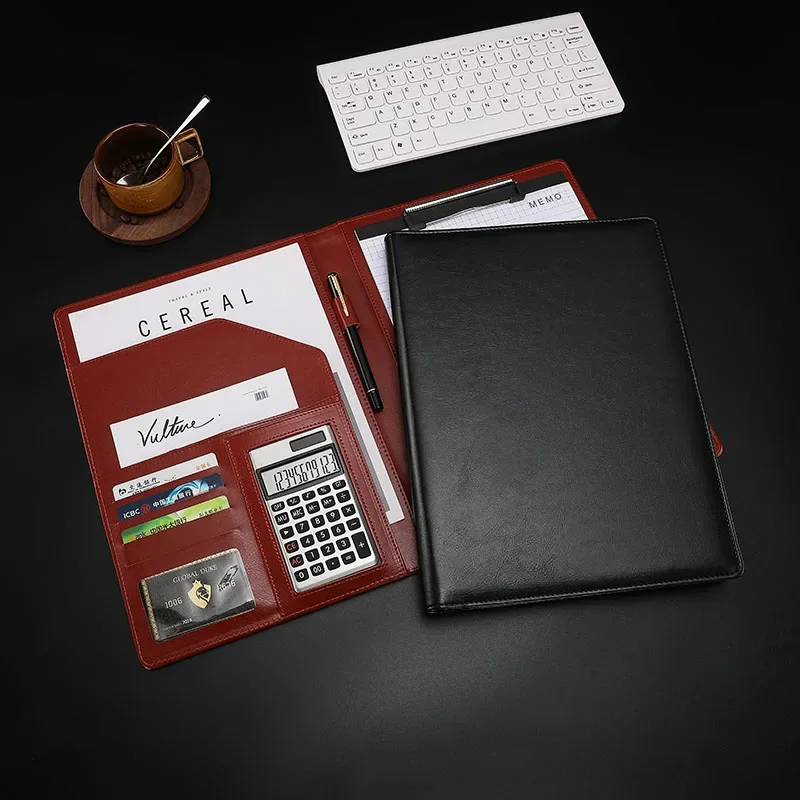 정리함 PU 클립보드, 금속 문서 폴더, Padfolio 비즈니스 패드, 거치대 맨 오피스 파일