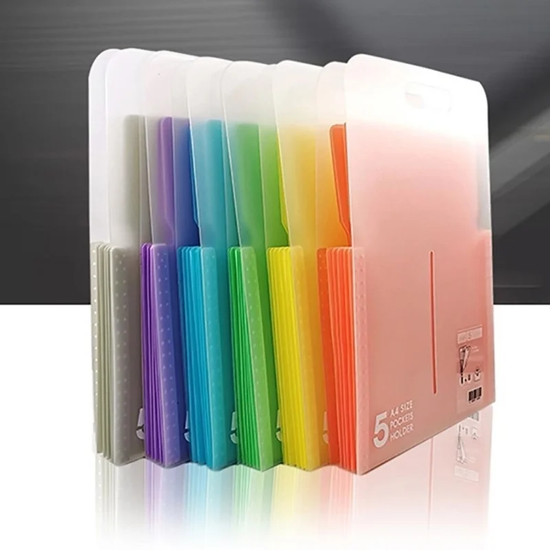 Portable Organ Bag Document Bag File Folder Expanding Wallet 5 Grid A4 Organizer Paper Holder Office School Supplies Gift
