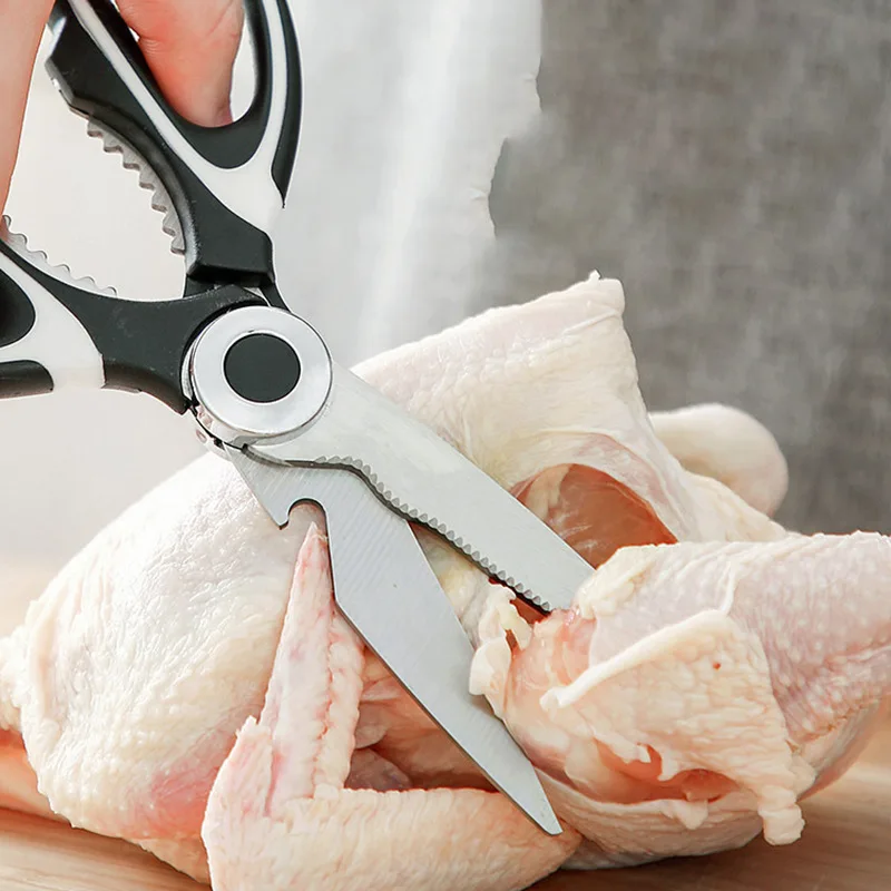 Kitchen Scissors Stainless Steel Scissors Hand Scissors Chicken Bone Scissors With Cover Heavy Duty Multipurpose For Opening Bottle Nutcracker