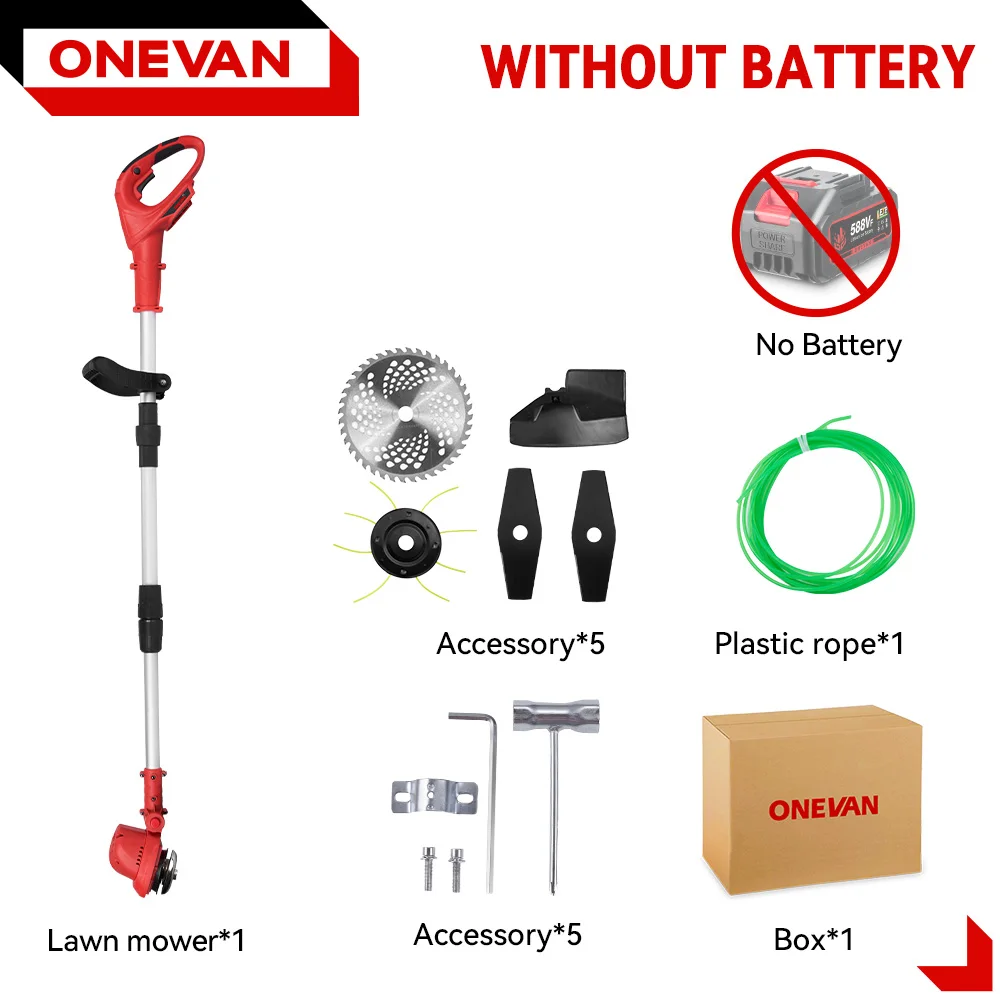 ONEVAN 10インチブラシレス電動芝刈り機 36000RPM コードレス草刈り機 ガーデンパワーツール マキタ18Vバッテリーピン対応