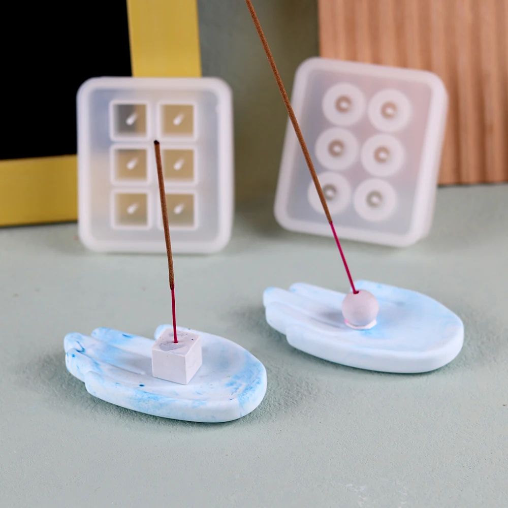 Mini Ball Incense Insert Base Silicone Molds DIY Cement Concrete Aromatherapy Stand Simple Items Square Round Handcraft Tool silicone mold