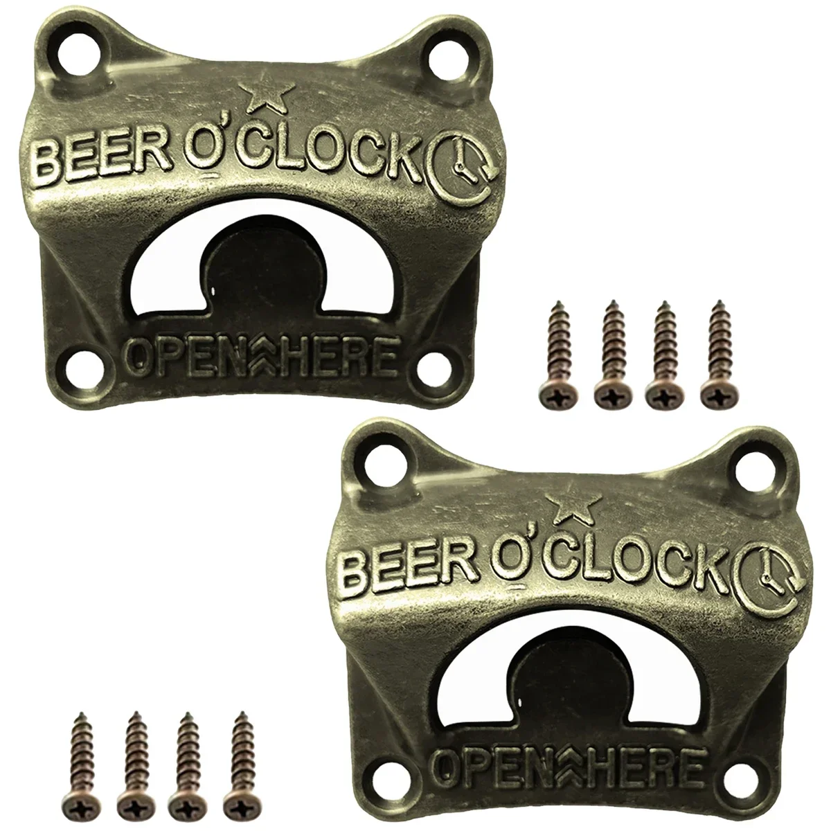 1pc Beer O' Clock Bottle Opener Wall Mounted Retro Beer Opener Tool for BBQ DIY Crafting Solid Tools Kitchen Gadgets