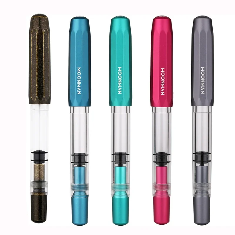 MAJOHN T1 Acrylic & Metal Piston Fountain Pen Aluminum Alloy EF/F/M Large-Capacity Gift Pen for Business Office