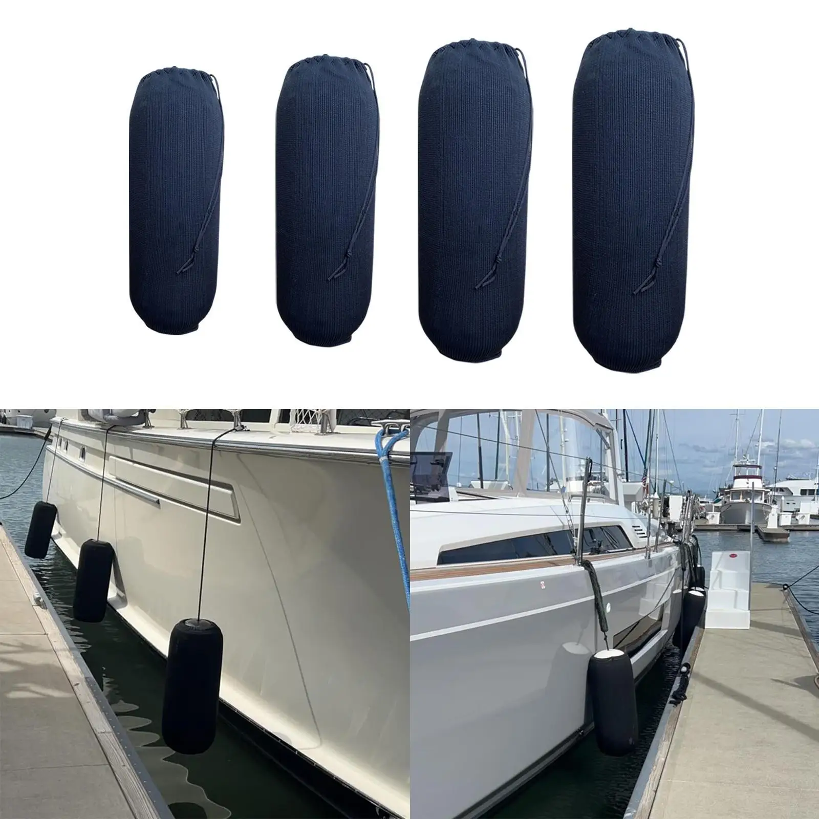 Boat Fender Cover Anti Collision with Drawstring Ball Sleeve for Twin Eyes Sleeve Marine Fender Socks for Sailing Mooring Yacht