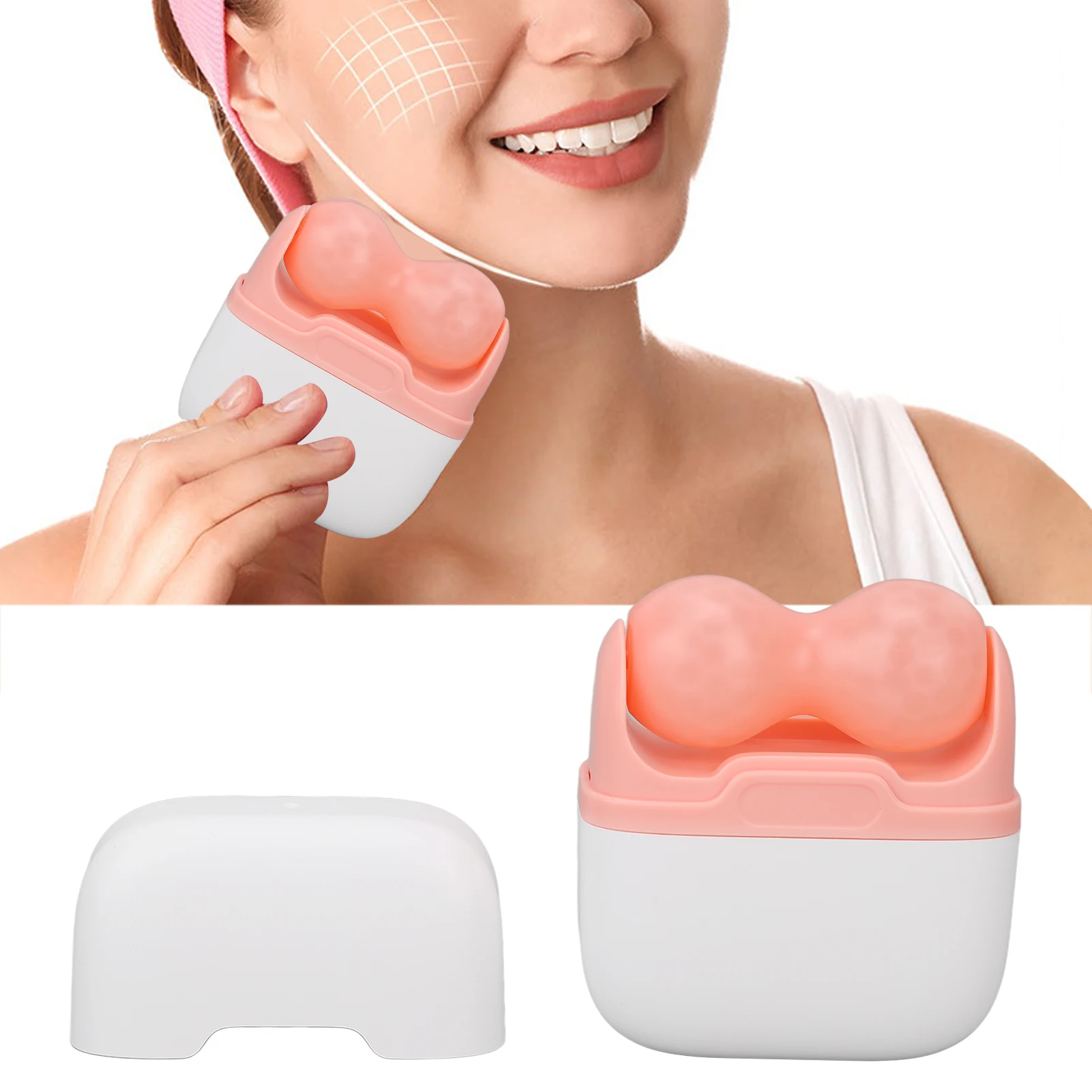 Facial Ice Roller Fatigue Relief Prevent Wrinkles Pore Reduction Eye Massage Double Head Pink Face Roller