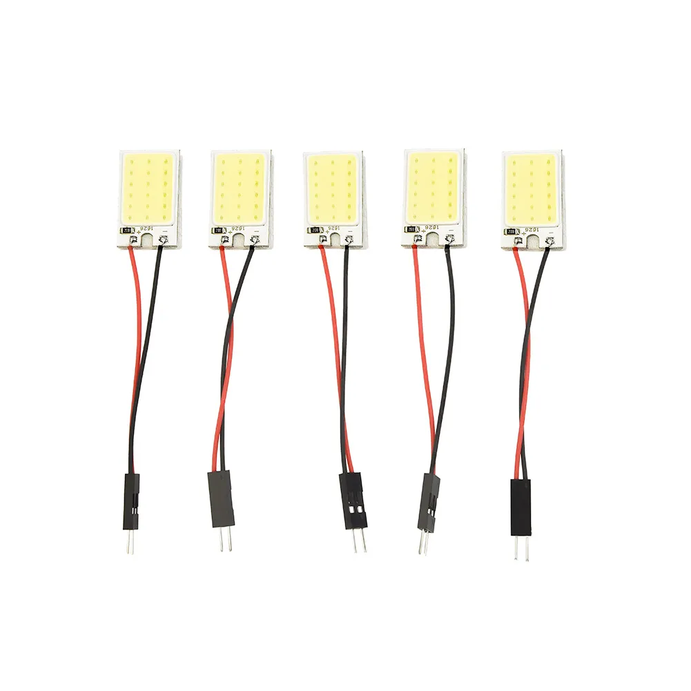 

5pcs White COB 18LED Panels Car Interior Dome Light Bulb T10 Festoon 12V Lamp DC12V 26*16MM White Light Color