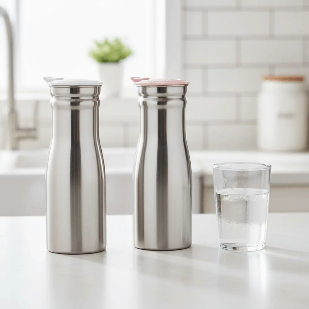 Teapot 1L Stainless Steel Cold Kettle Large Capacity Leakproof Water Pitcher with Sealed Lid Fruit Juice Pot for Home