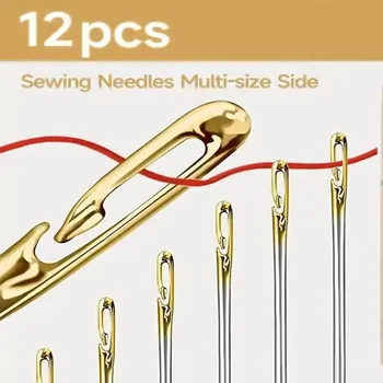 12/24/36Pcs Blind Needle Elderly Needle-side Hole Hand Household Sewing Stainless Steel Sewing Needless Threading DIY Jewelry
