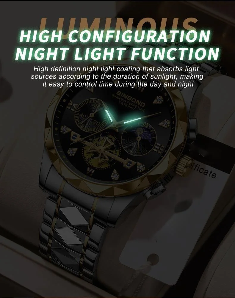 Men's Quartz Watch Multifunctional Tungsten Steel Chronograph_voghion.com