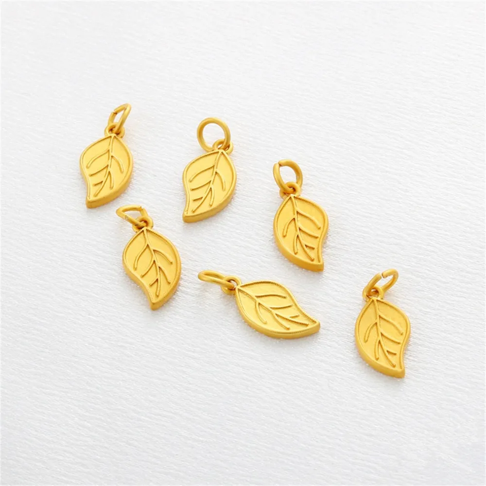 

18K Bag gold matte gold leaf Pendant Pendant diy handmade bracelet necklace Earring Hanging ornament accessories