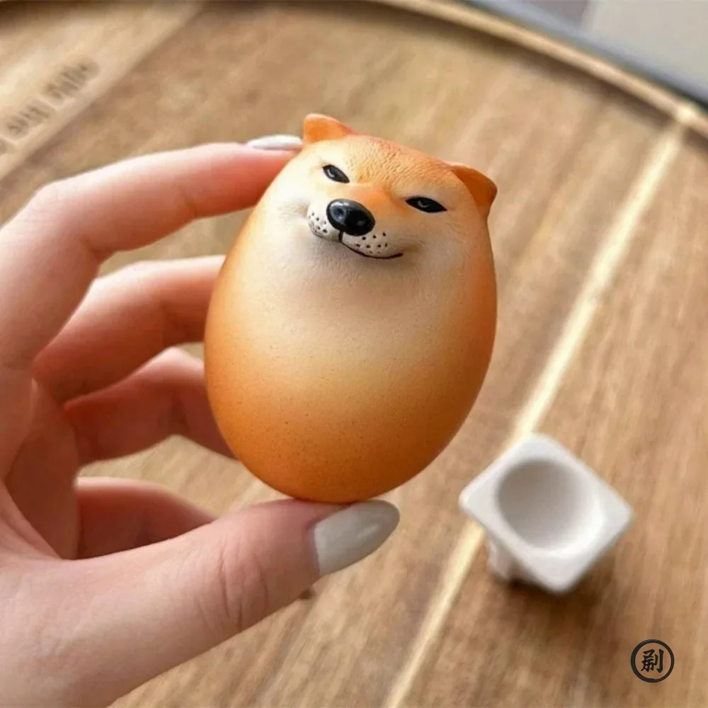 Creative Shiba Inu Realistic Egg Shape PVC Desk Decor Dog & Egg Union Decorations For Home Offices Fun Christmas Gifts Image 3