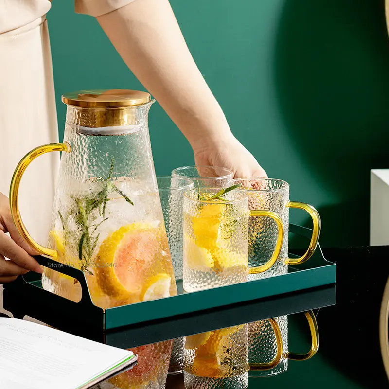 1.5ml Large-capacity Clear Glass Water Pitcher with Handle Heat Resisttant Cold Hot Kettle Tea Pot Water Bottle Juice Jug