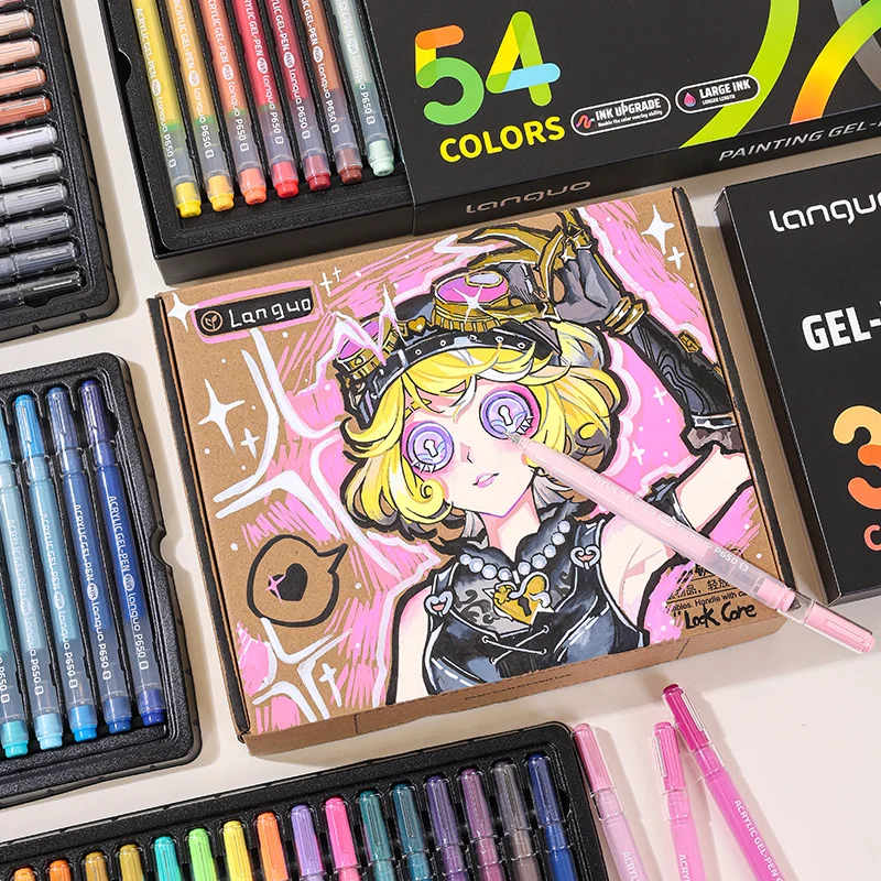 LANGUO 글리터 젤 펜 세트 1.0mm 36-90pcs 저널링을위한 높은 미적 예술 용품 DIY 페인팅 생일 크리스마스 선물